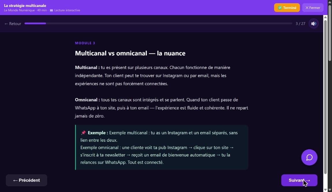 Lecture interactive d'un module